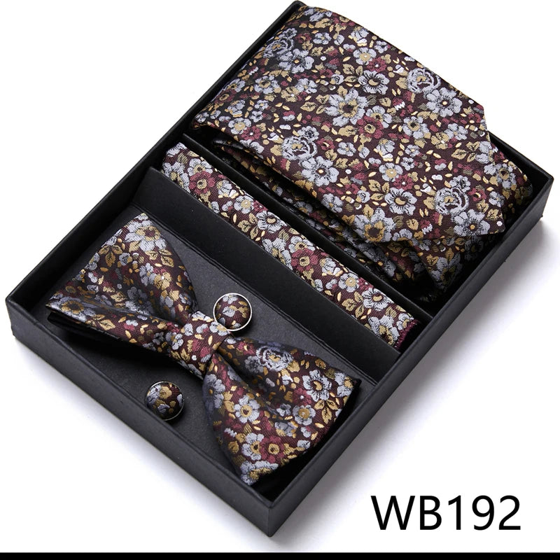 Tie For Men Formal Dress Tuxedo NeckTie Handkerchief Bow Tie Set PlaisyParty Groom Wedding Butterfly Bowtie In Box Good Vibrations