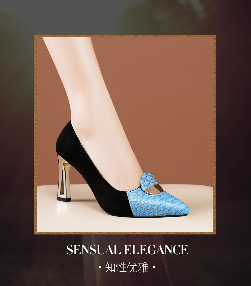 Sexy Fashion Style Women's Heeled Shoes Pointed Tip High Heels One Kick Retro Women Shoes Suede 2025 New Spring Zapatos De Mujer Good Vibrations