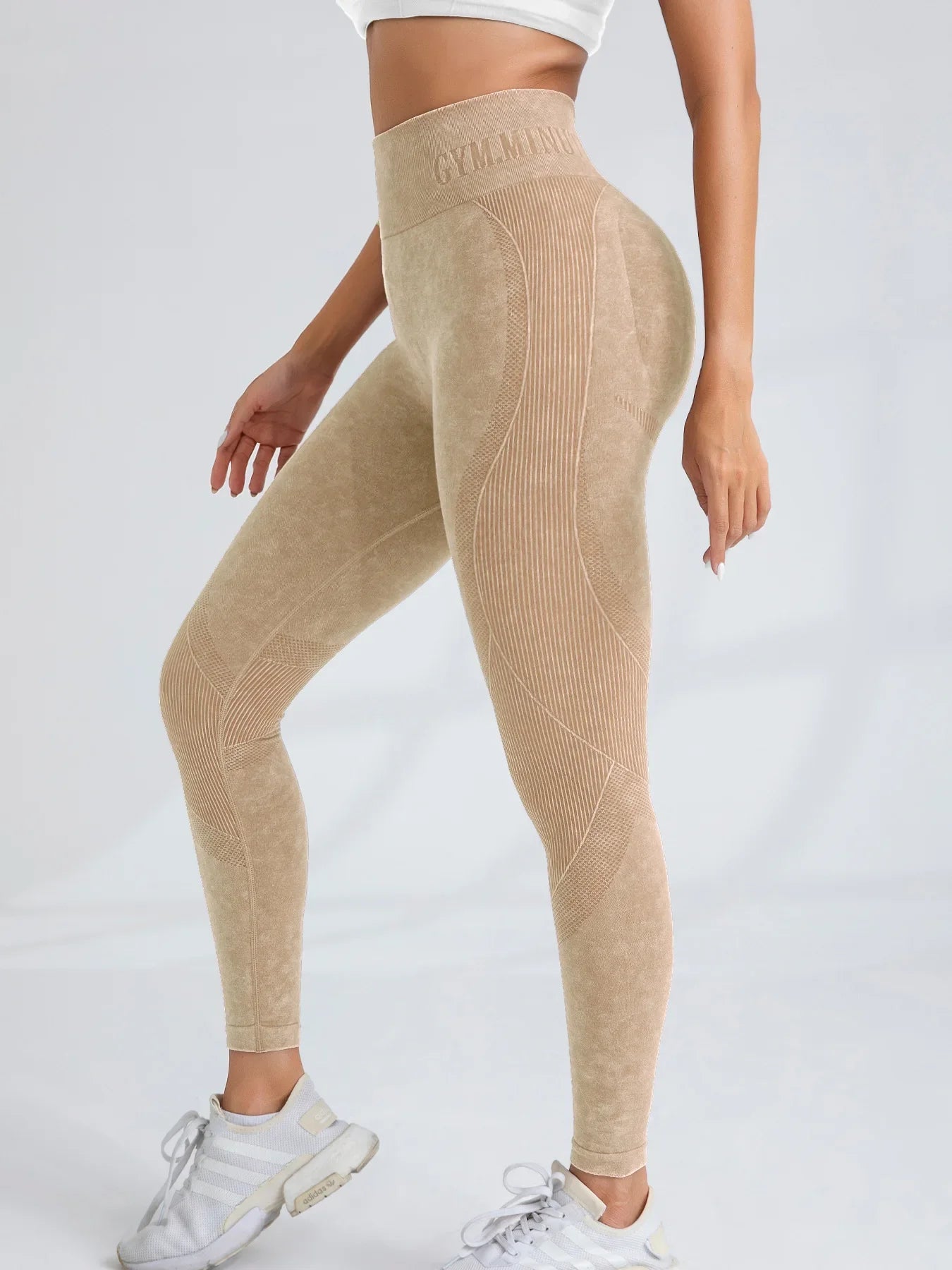 Women Seamless Gym High Waist Yoga Pants Hip Lifting Outdoor Sports Tight Waist Letter Sand Washed Pants Exercise Yoga Leggings Good Vibrations