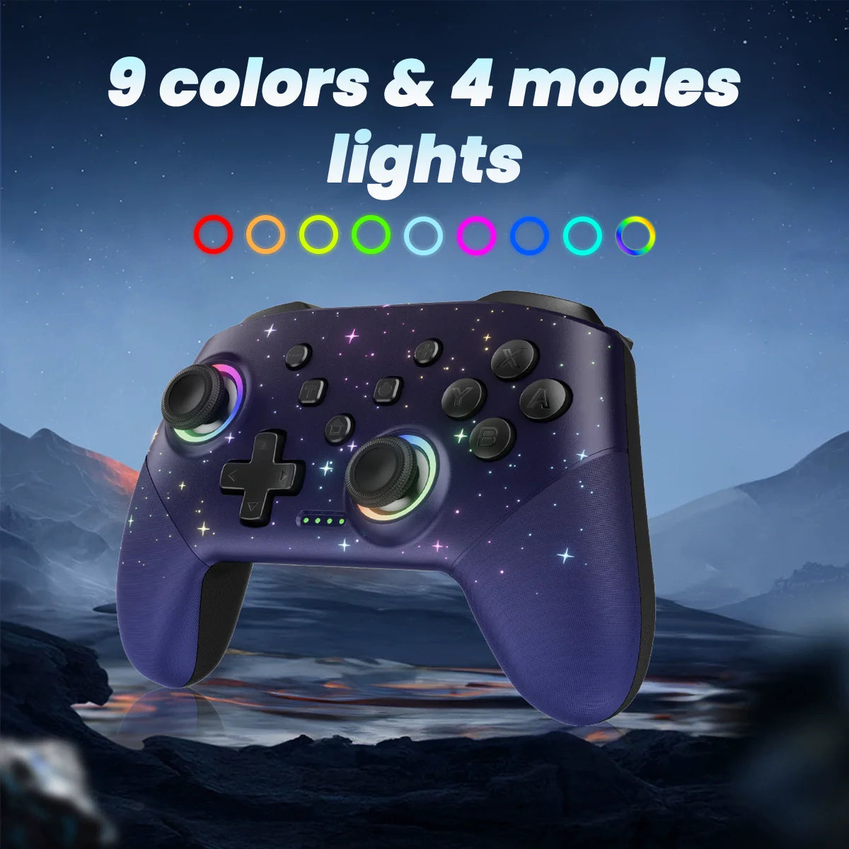 Switch Controller, LED Star Wireless Pro Controller for Switch/Lite/OLED, Multi-Platform Windows PC/IOS/Android Controller with Good Vibrations