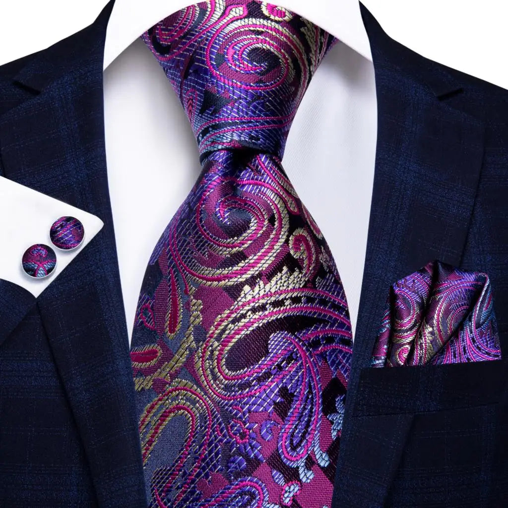 Hi-Tie 8.5cm Business Black Solid Paisley 100% Silk Men's Tie Neck Strip Ties for Men Formal Luxury Wedding Neckties Gravatas Good Vibrations