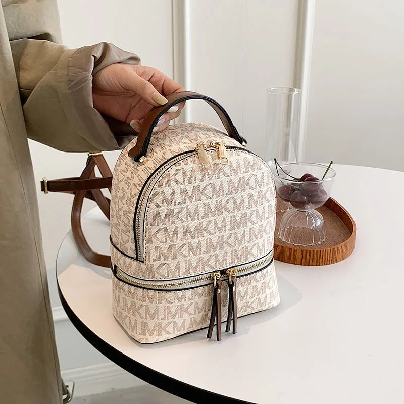 Women's Fashion Multifunctional Shoulder Bag Large Capacity Reading Flower Backpack Girl Commuting Retro Backpack Monogram Print Good Vibrations