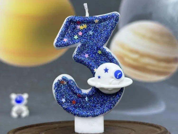 Number Birthday Candles Cake Party Decoration Birthday Candles Planet Universe Blue Boys and Girls Number0-9 Star Blue Party