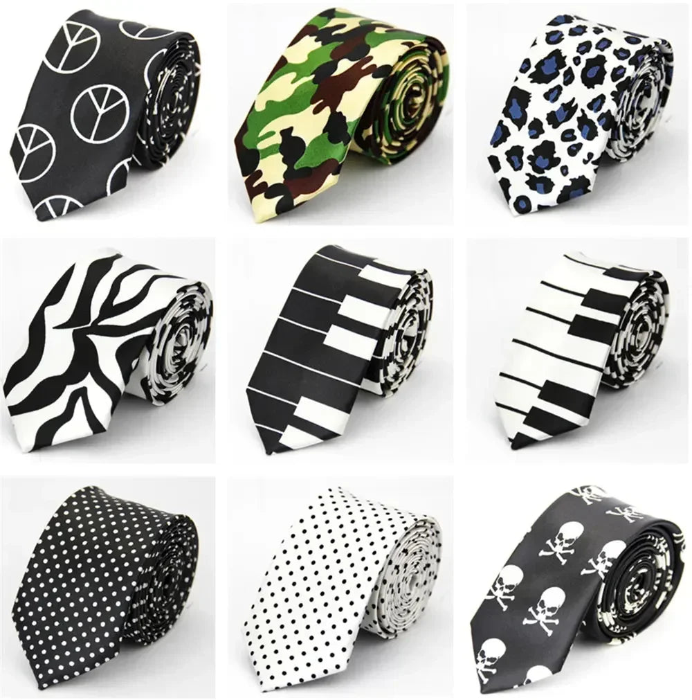 Mens Ties Slim 5cm (2in) Wedding Striped Dots Piano Skulls for Men Women Gravata Corbata Regalos Para Hombres Accessoires Homme Good Vibrations