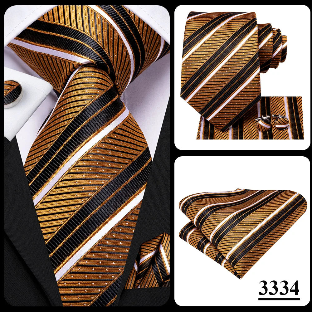 Black Red Striped Silk Wedding Tie For Men Handky Cufflink Gift Men Necktie Fashion Business Party Dropshiping Hi-Tie Designer Good Vibrations
