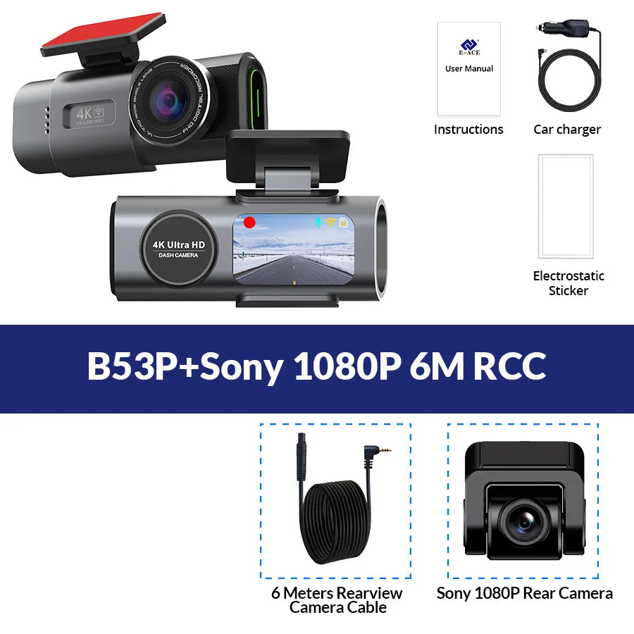 Dash Cam 4K UHD Recording Car Camera DVR Night Vision Video Recorder Built-In Wi-Fi Support GPS 24H Parking Good Vibrations