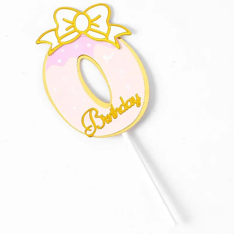 New Digital Decoration Happy Birthday Number Cake Insertion 0 1 2 3 4 5 6 7 8 9 Cake Topper Girls Boys Baby Party Supplies Decor Good Vibrations