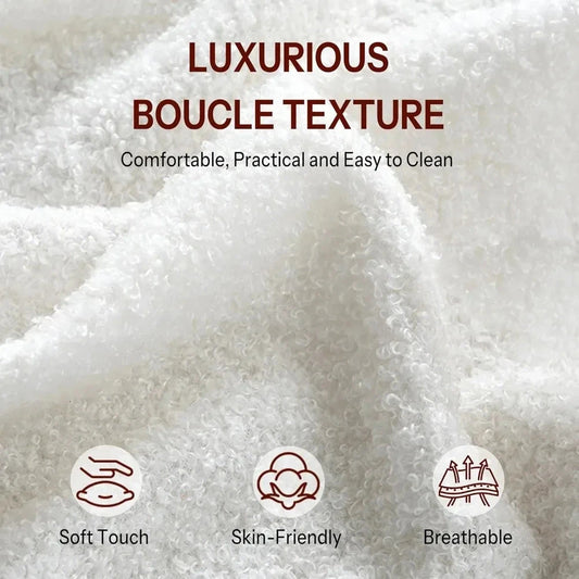 Bed Frame with 6 Storage Cabinet and LED Lights, Boucle Upholstered Button Tufted Headboard - Includes Charging Station Good Vibrations