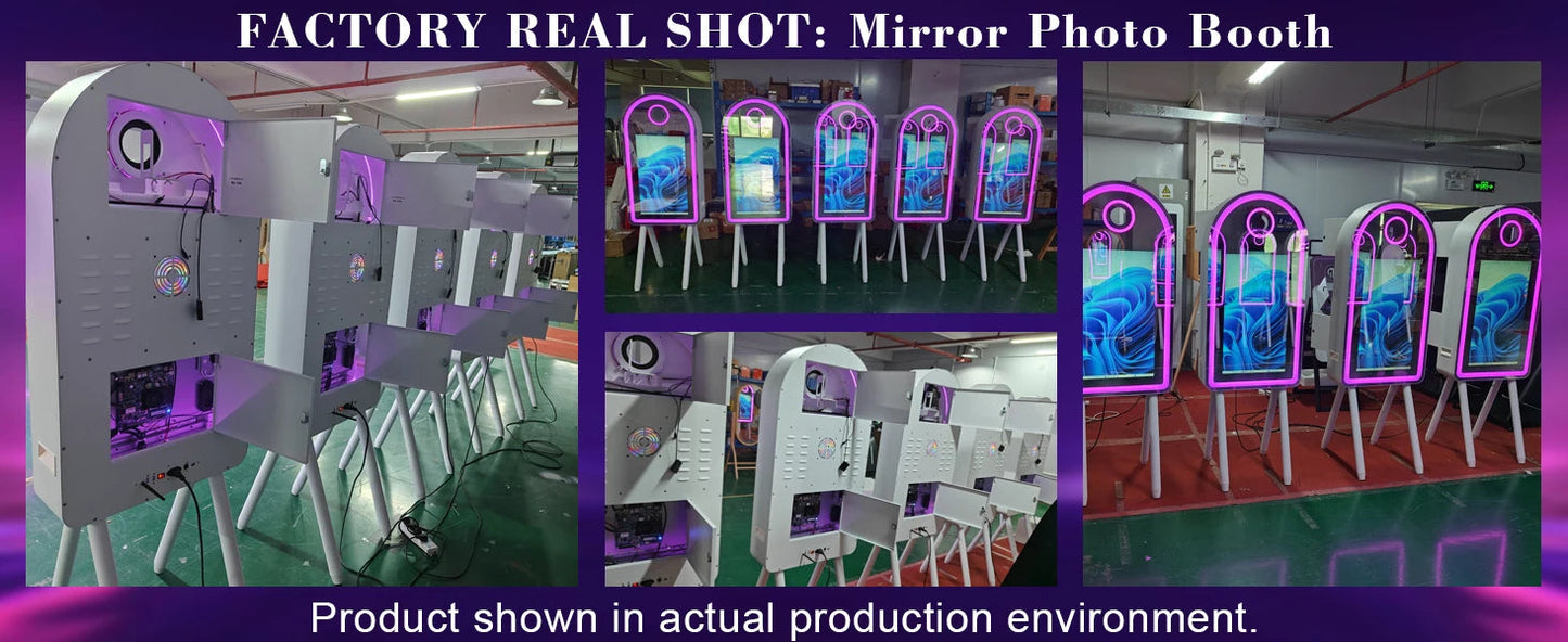 Selfie 45 Inch Photobooth with 32 Inch Mirror Touch Screen Photo Booth Magic Mirror Booth Machine for Weddings Parties Events Good Vibrations