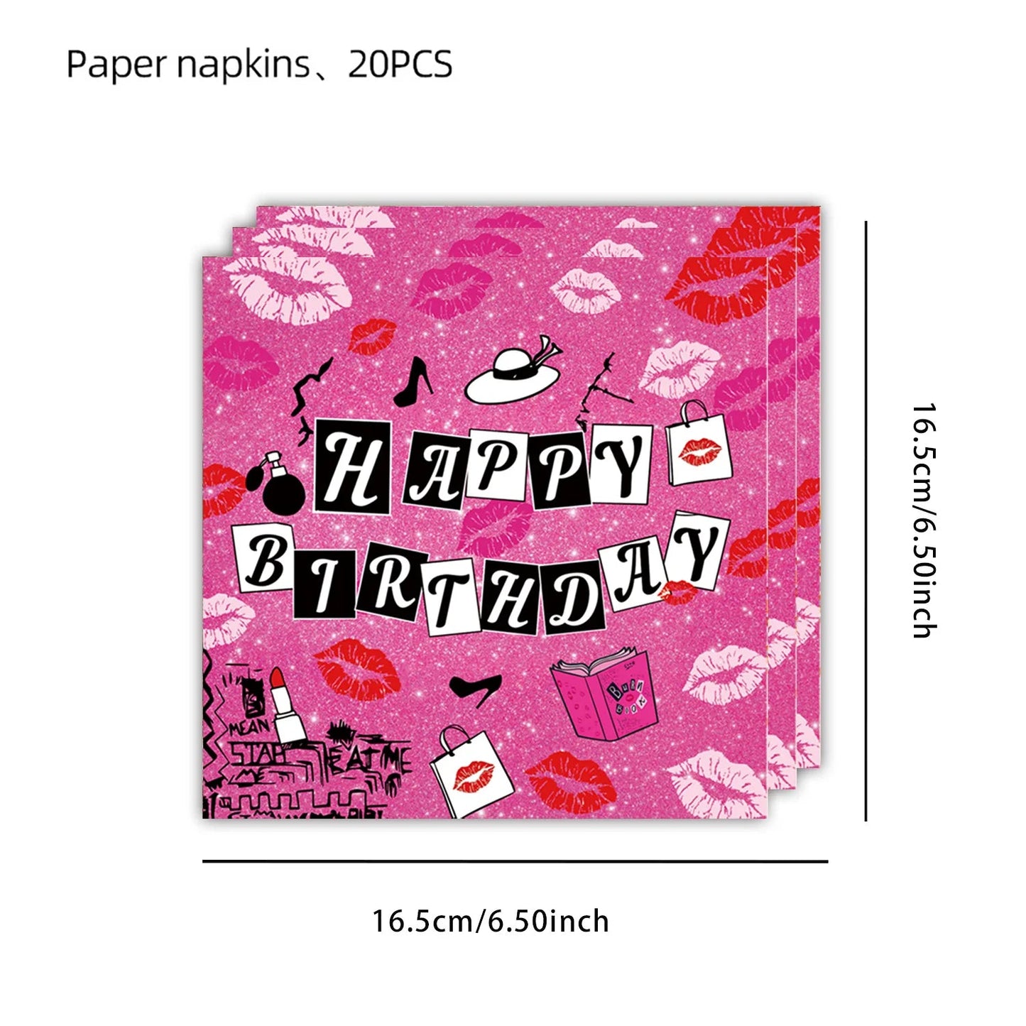 Mean Girls Party Decorations Tableware Paper Cups Plates Napkins Backdrop Tablecloths for girls Birthday Party Supplies Good Vibrations