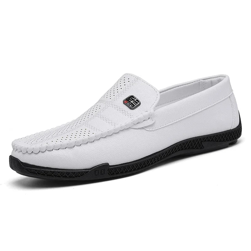 Fashion Leather Men Casual Shoes Slip on Italian Formal Loafers Luxury Brand Comfortable Men Soft Male Driving Shoes Moccasins Good Vibrations