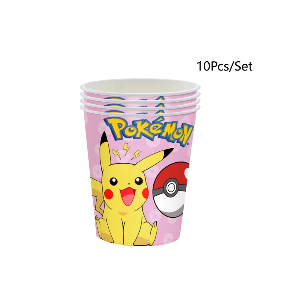 Pokemon Birthday Party Disposable Party Plates Pikachu Theme Tablecloth Character Balloon Birthday Decoration Baby Shower Suppli Good Vibrations
