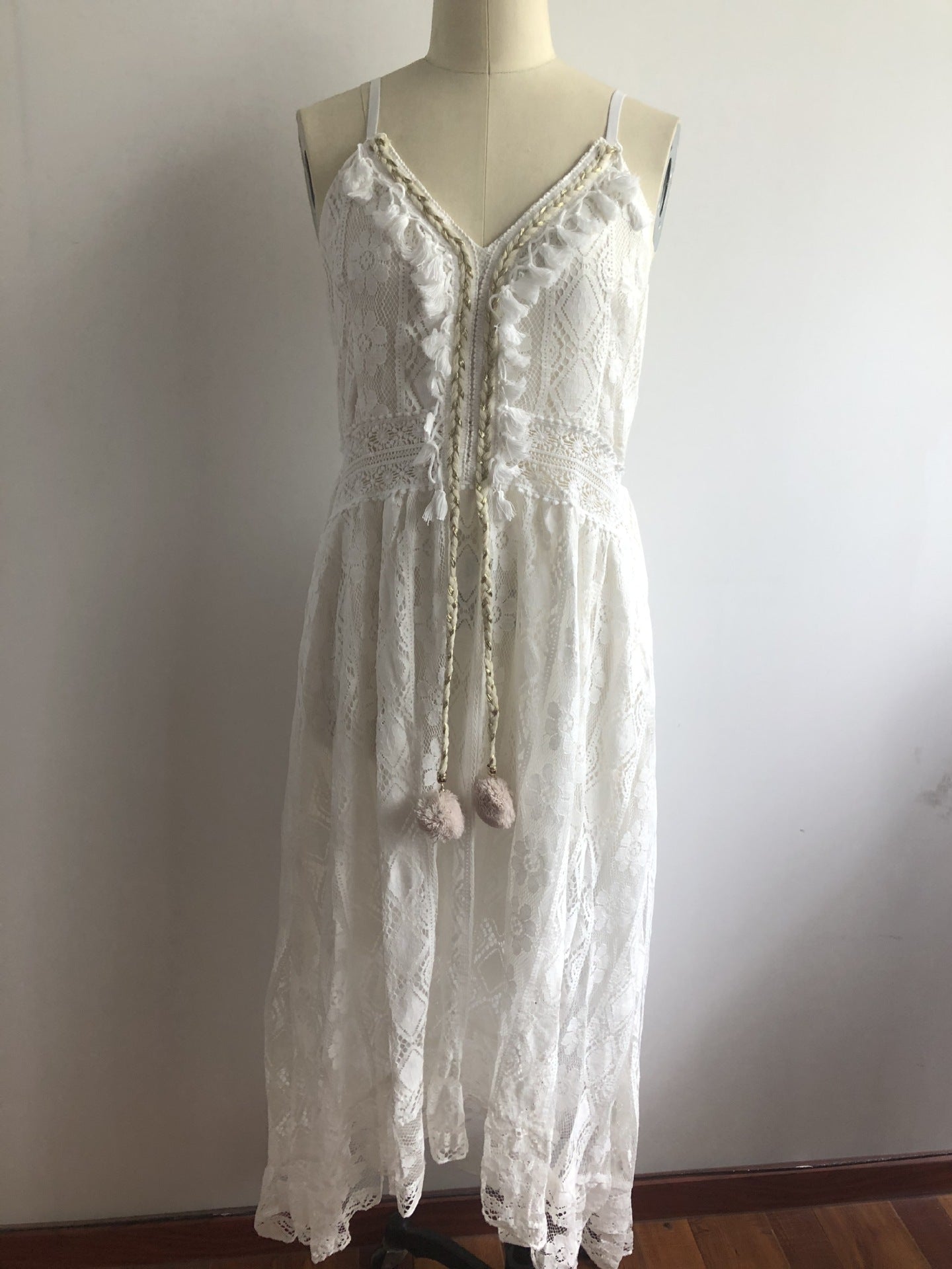 Trendy Casual Summer White Dress for Women Cover-ups Outfits New Boho Hippie Chic Long Maxi Dresses Elegant Party Beachwear Good Vibrations