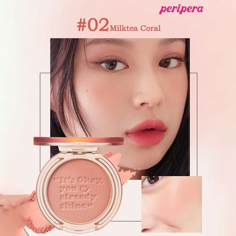 Single Color Blush Palette, Matte Fine Powder Cheek Blush, Non-Cakey, Long-Lasting, Nude Makeup, K-Beauty Cosmetic Good Vibrations
