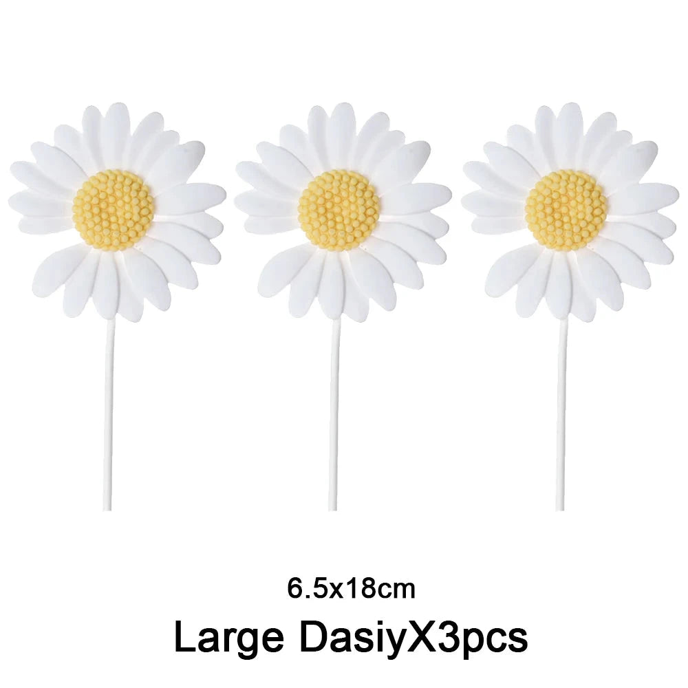 Daisy Bee Cake Toppers White Sunflower Bumble Bee Cake Decoration DIY Oh Babee Birthday Baby Shower Cupcake Topper Party Decor Good Vibrations