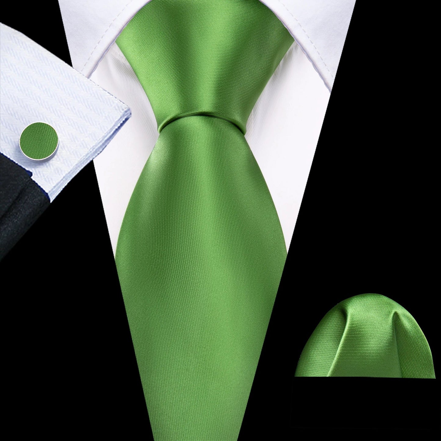 Mens Tie Ivory Red Green Blue Pink Geometric Solid Ties Hanky Cufflinks Set Necktie Formal Wedding Dinner Party Good Vibrations