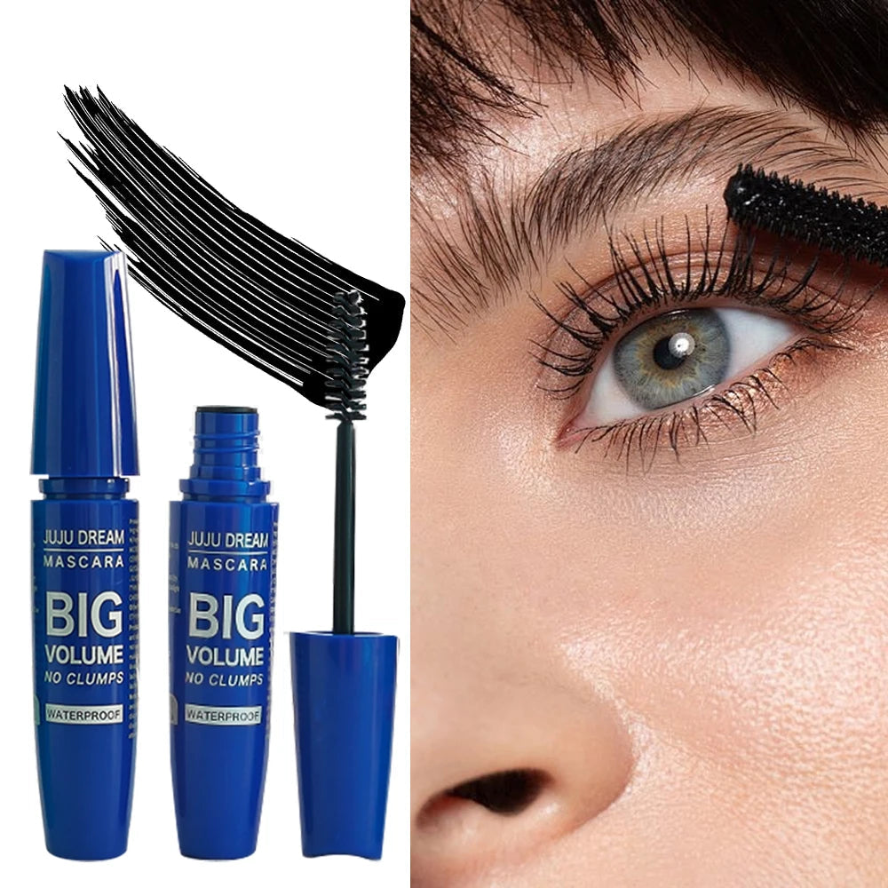 Black Mascara Thickening - Long-Lasting, Volumizing , Fiber Formula with 360° Spiral Brush Waterproof Liquid Fiber Mascara Good Vibrations