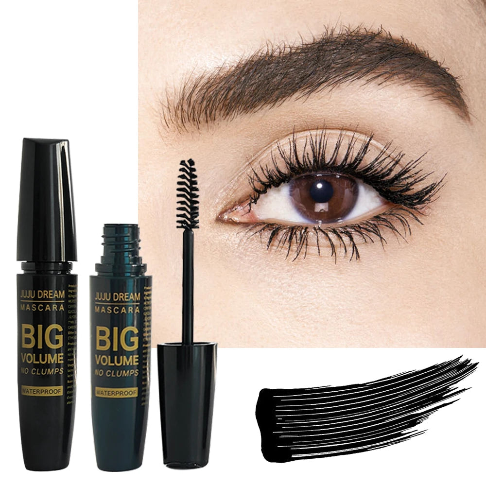 Black Mascara Thickening - Long-Lasting, Volumizing , Fiber Formula with 360° Spiral Brush Waterproof Liquid Fiber Mascara Good Vibrations