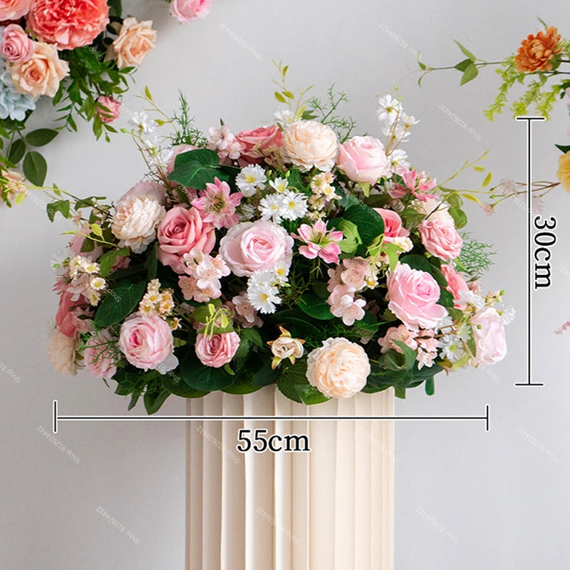 Wedding Decoration Outdor Artificial Flowers Decor Hanging Flower Row Road Leading Floor Flower Row Flower Ball Floral Backdrop Good Vibrations