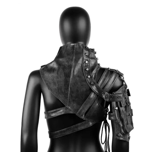 Punk PU Leather Shoulder Bag Steampunk Armor Decor Gothic Motorcycle Purse Medieval Crossbody Bag Halloween Cos Accessory Good Vibrations