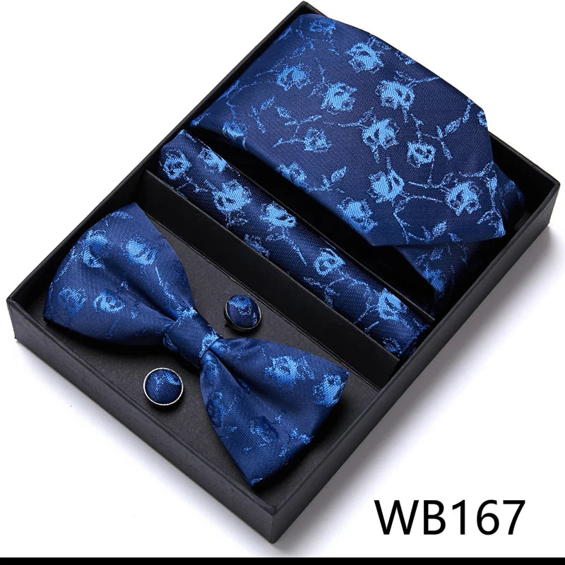 Tie For Men Formal Dress Tuxedo NeckTie Handkerchief Bow Tie Set PlaisyParty Groom Wedding Butterfly Bowtie In Box Good Vibrations