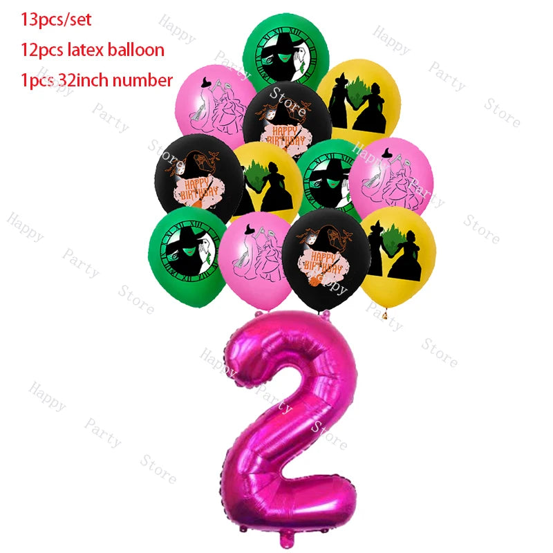 Wicked Birthday Party Decoration Magic Witch Balloon Backdrop Tableware Split Sales Wicked Birthday Party Supplies Good Vibrations