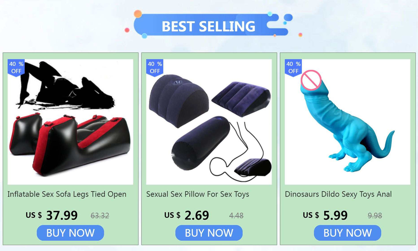 Inflatable sex pillows and sofa set for adult magic games and erotic positions.