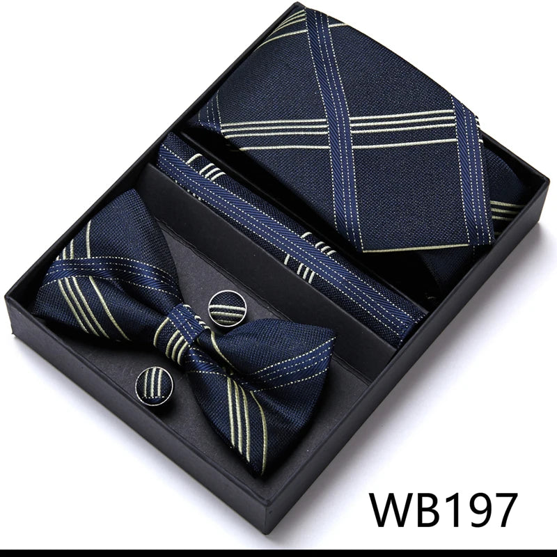 Tie For Men Formal Dress Tuxedo NeckTie Handkerchief Bow Tie Set PlaisyParty Groom Wedding Butterfly Bowtie In Box Good Vibrations