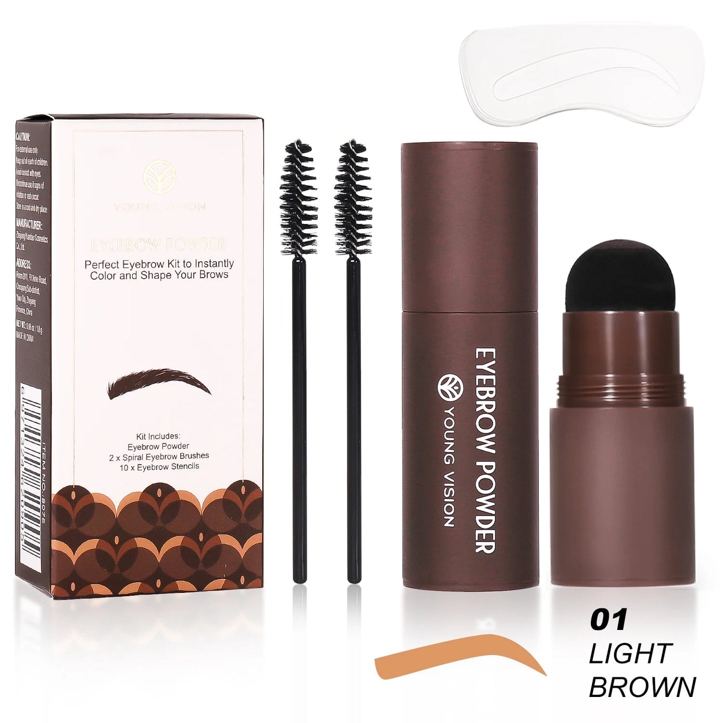 Eyebrow Stamp Stencil Kit - 1 Pcs Eye Brow Stamp Shaping Kit Long-Lasting Waterproof, Eyebrow Makeup Brow Shape with 10 PCS Good Vibrations