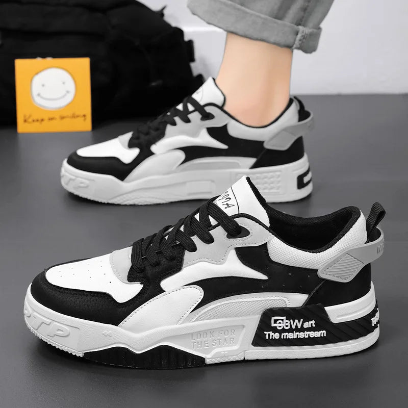 New Autumn Men's Sneakers Men's Comfortable Platform Shoes 2023 Trend Lace-up Vulcanized Shoes White Casual Sneakers Zapatillas Good Vibrations