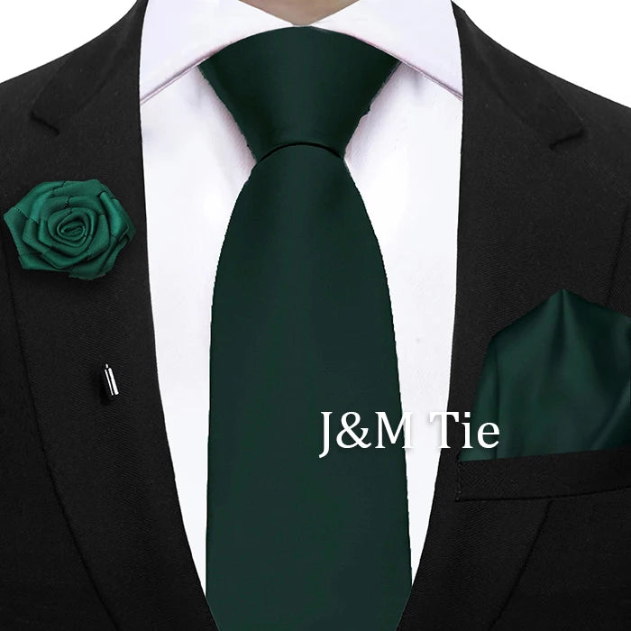 Mens Ties Set Sage Green Pink Grey Brown NeckTie Pocket Square Brooch Wedding Tie Suit Accessories Fit Group Holiday Party