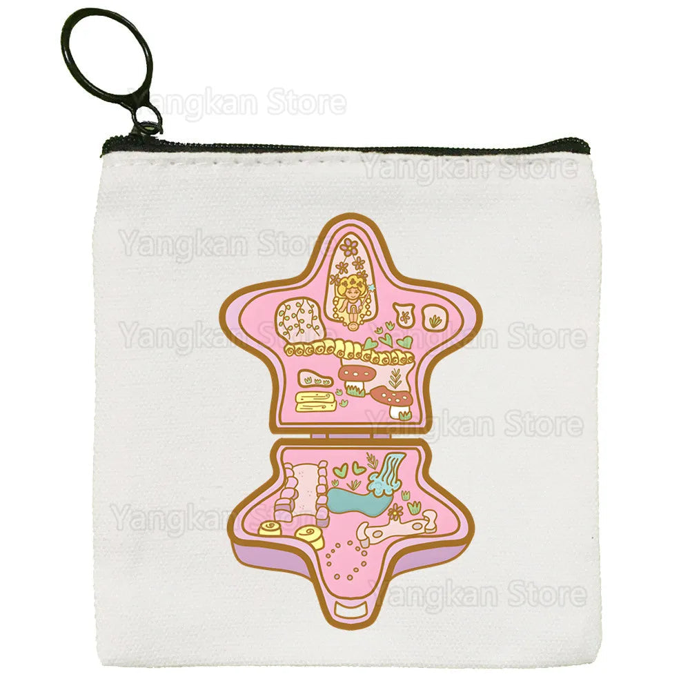 Kawaii Polly Pocket Bag Pure White Bag Handmade Cloth Coin Purse Whiteboard Bag Handbag Good Vibrations