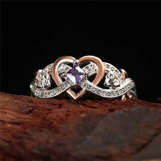 Creative Women's Heart Rings with Romantic Rose Flower Design Wedding Engagement Love Rings Hot Sale Aesthetic Jewelry Good Vibrations