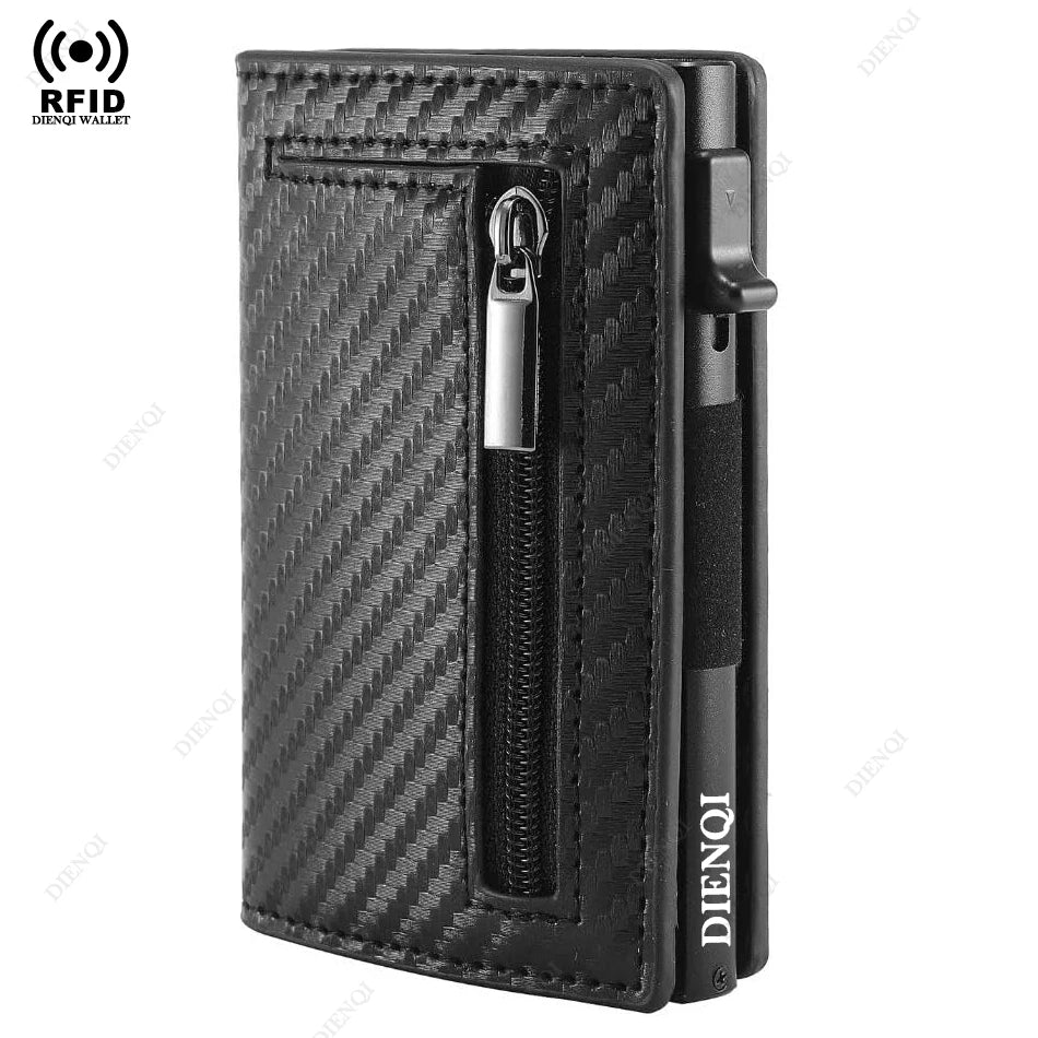 Magnetic Credit Card Holder Luxury Men Wallet Rfid Blocking Pop Up Minimalist Wallet Leather Bank Cardholder Case Vallet for Men Good Vibrations