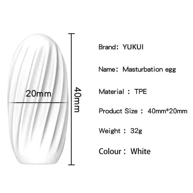 YUKUI TPE Male Masturbator Cup, 40mm x 20mm, White, 32g, Realistic Vagina Soft Texture.