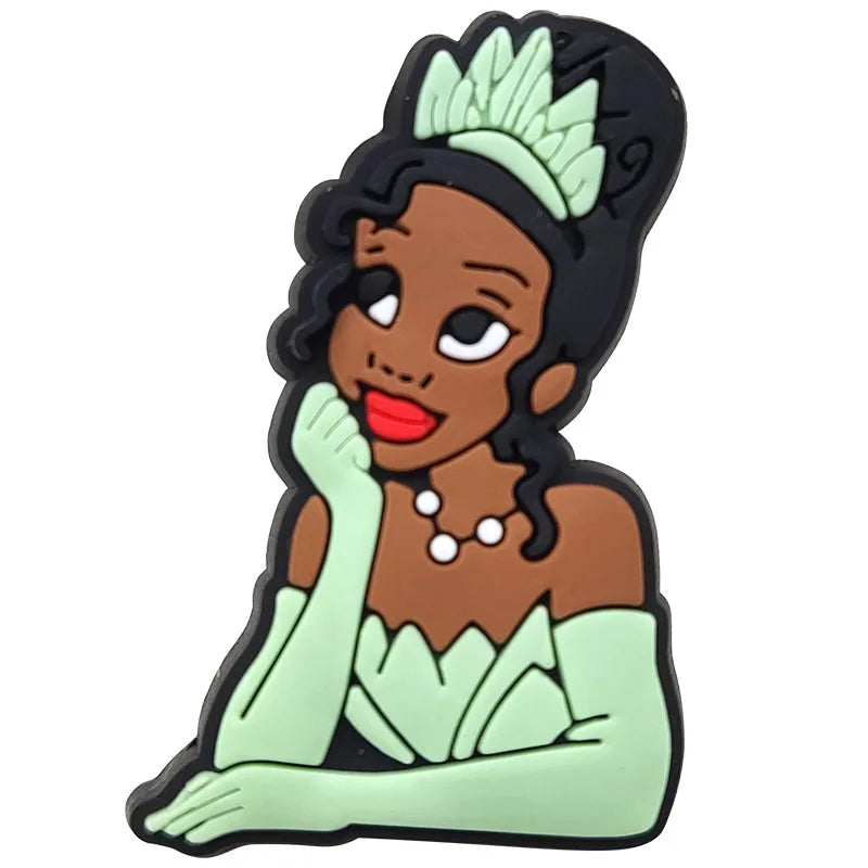 1-17pcs MINISO Hot Toys Princess Seri Series Shoe Charms For Croc Sandals, PVC Shoe Decorations Accessories Christmas Gif Good Vibrations