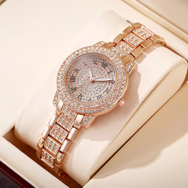 Women's Watches Fashion Original Quartz Wrist Watch for Ladies Roman Dial Dazzling Diamond Waterproof Luminous Luxury New Good Vibrations
