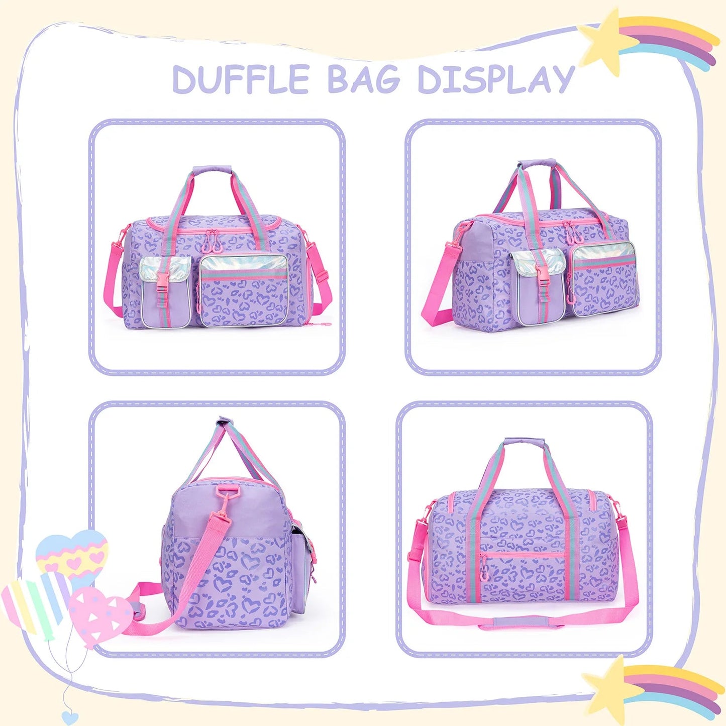 1 Pc Duffle Bag Girls Women Travel Bag Gifts Overnight Bag For Girls Women Tote Bag Sleepover Bag For Girls Gym Dance Bag Good Vibrations