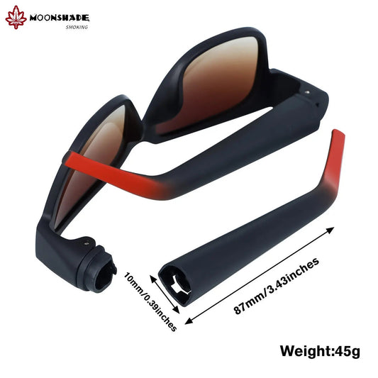 MOONSHADE Sunglasses Hidden Horn Tube Storage Removable Rolling Paper Glasses Holder Cigarette Case for Smoking Cool Gadget Good Vibrations