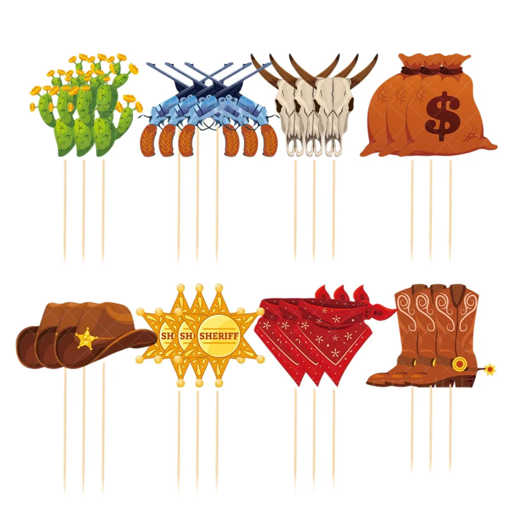 Cowboy Cake Topper Party Decorations Western Theme Birthday Party Cake Decorations Supplies Cowboy Cupcake Toppers Good Vibrations