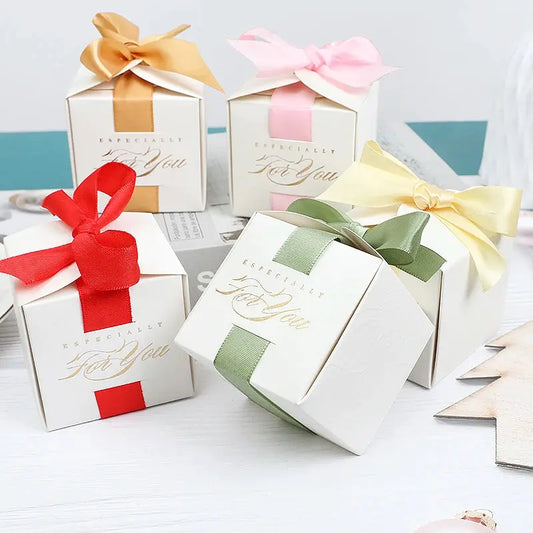 10Pcs Wedding Favors Gifts Box Souvenirs Gifts Boxes With Ribbon Candy Box Christening Baby Shower Birthday Event Party Supplies Good Vibrations