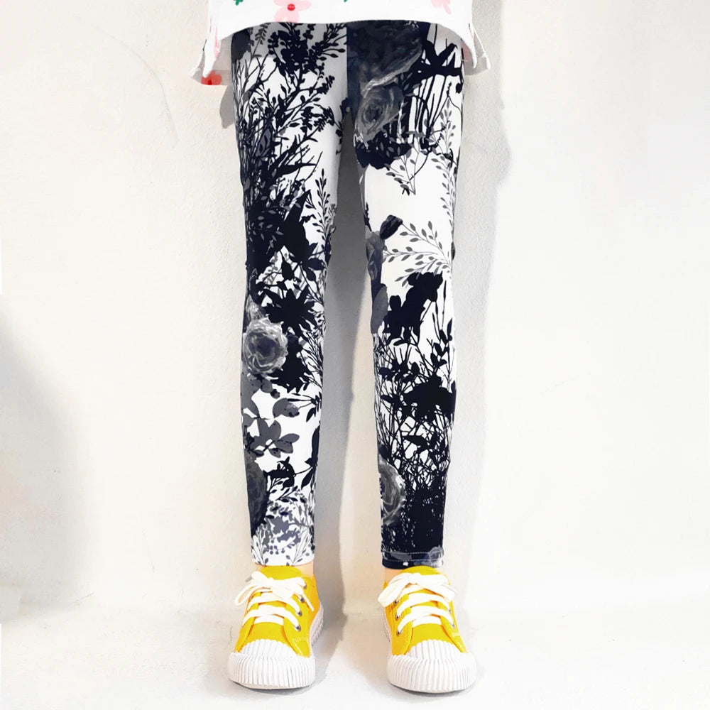 Girls' Leggings Fashion Cartoon Tight Pants Spring and Autumn Baby Girls Slim Fit Flower Leggings Summer Children's Pants Good Vibrations