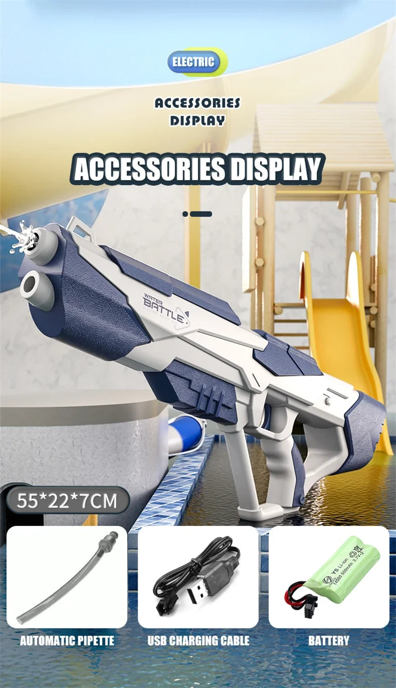 New Water Gun Electric Full Continuous Firing Toy Summer Beach Pool Water Toy Gun Fully Automatic Water Absorption Toys for Kids Good Vibrations