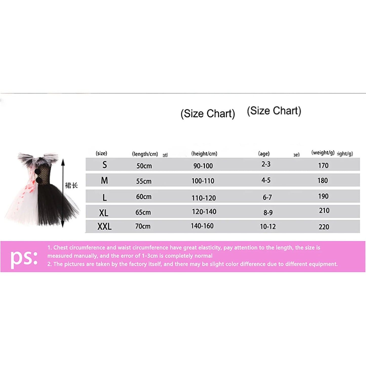 Halloween Clown Dress Bloodstained Black and White Colorblocking Girls Cosplay TUTU Dress Costume Good Vibrations
