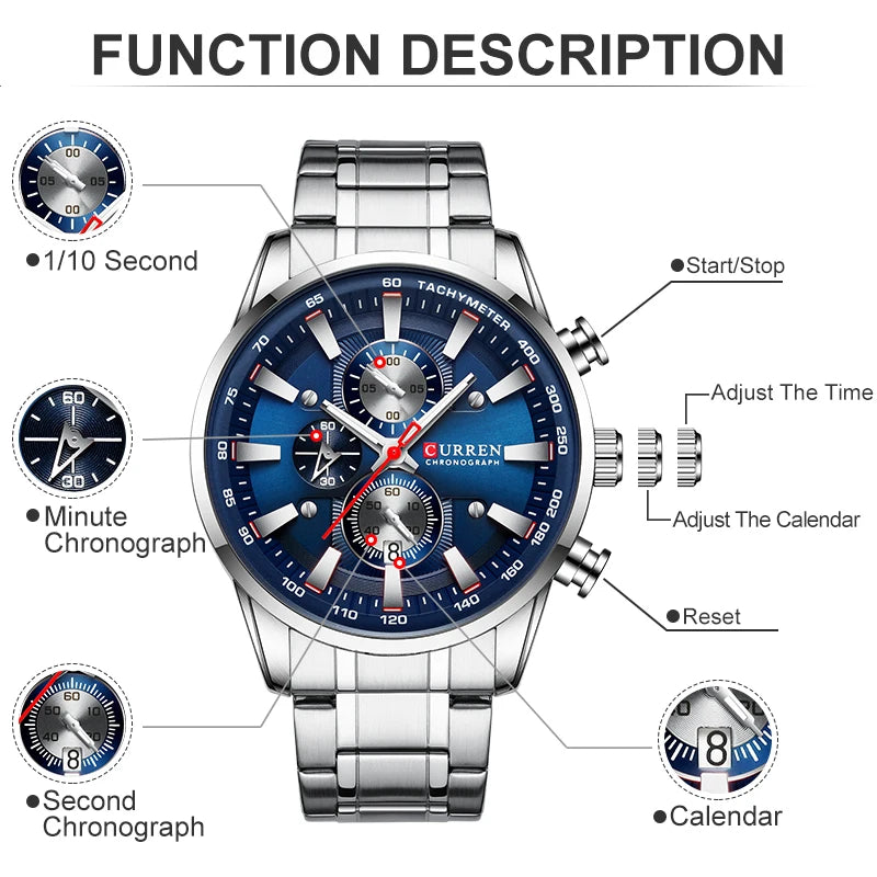 New Watches for Men Top Luxury Brand CURREN Quartz Men’s Watch Sport Waterproof Wrist Watches Chronograph Date Relogio Masculino Good Vibrations