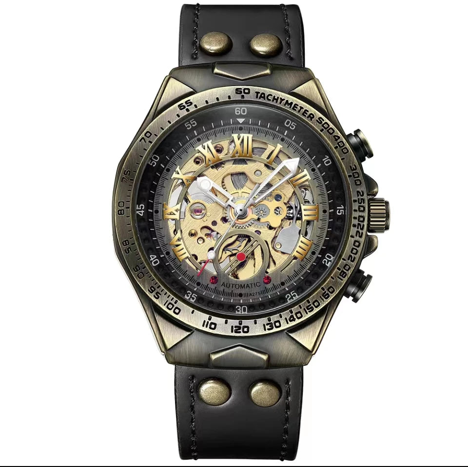 Wrist Watch For Men Waterproof Automatic Mechanical Watch Men's watch Retro montre homme with Genuine Leather relogio masculino Good Vibrations