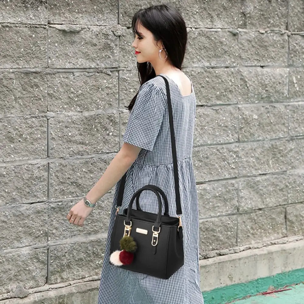 PU Leather Ladies HandBags Women Vintage Purse Plush Tassel Messenger Bags Tote Boston Shoulder Crossbody Bag Large Capacity Good Vibrations