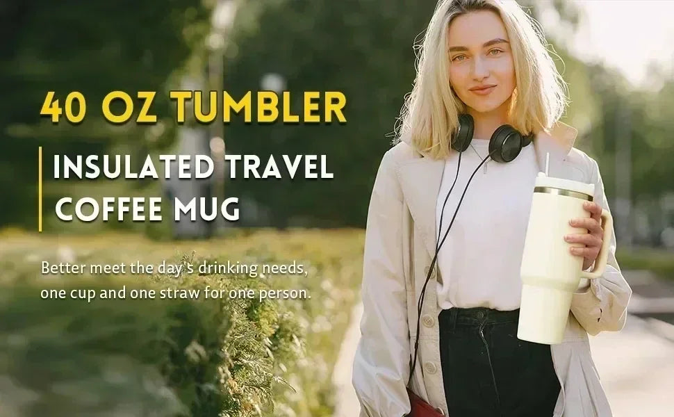 1200ML 304 Stainless Steel Insulated Water Bottle,Thermal Coffee Car Cup, Cold Hot Mugs Vacuum Flask With Handle Straw,For Sport Good Vibrations Adult Super Store