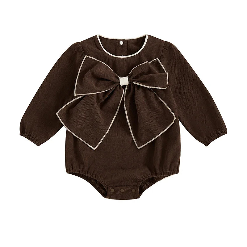 Baby Clothing Girls Cute 3D Bow Rompers Toddler Infant Solid Long Sleeve Jumpsuits Newborn Autumn Clothes Good Vibrations