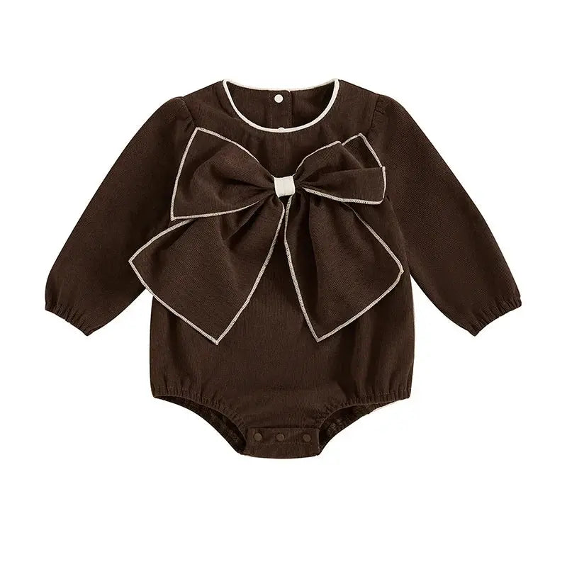 Baby Clothing Girls Cute 3D Bow Rompers Toddler Infant Solid Long Sleeve Jumpsuits Newborn Autumn Clothes Good Vibrations